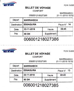 CTM bus ticket Marrakech Essaouira