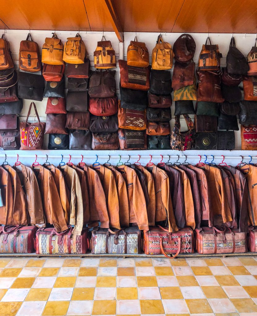Leather shop in Fez Morocco