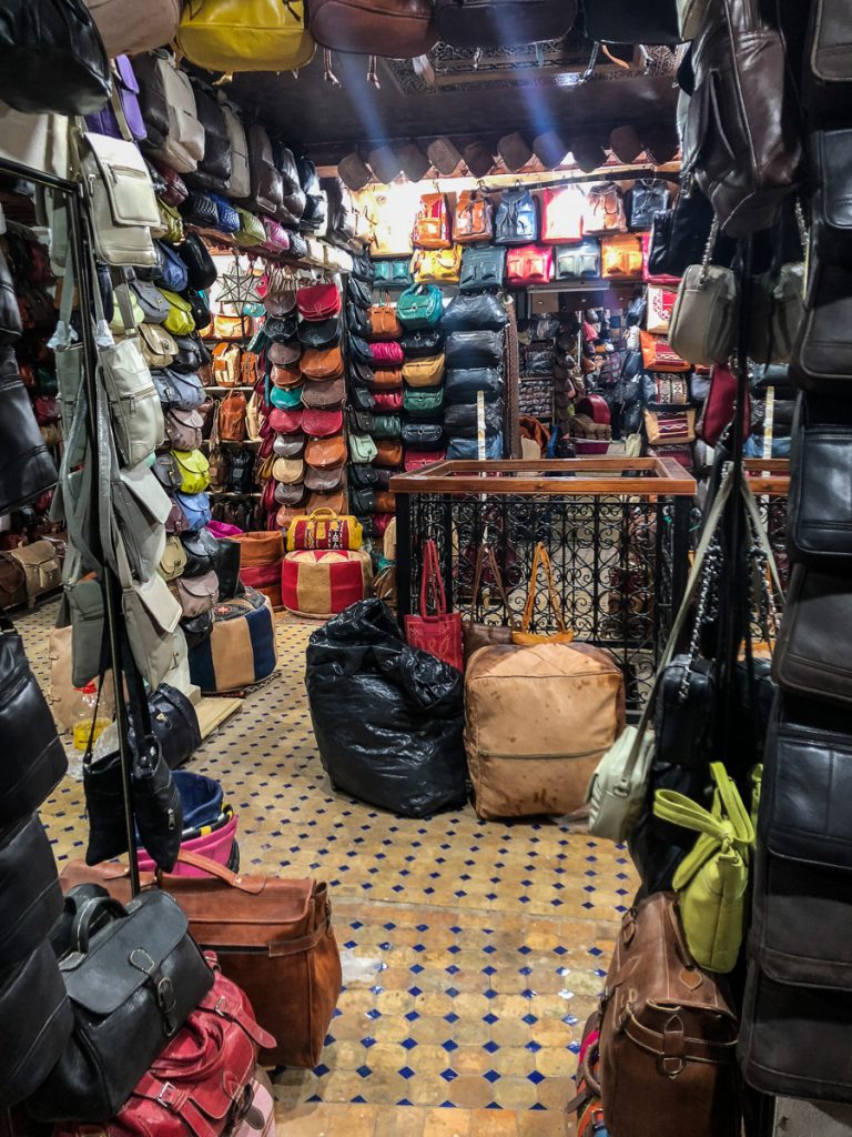 Leather shop in Fez Morocco