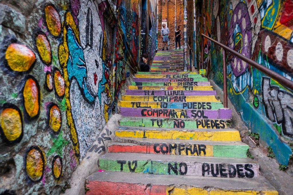 Street art stairs in Valparaíso Chile