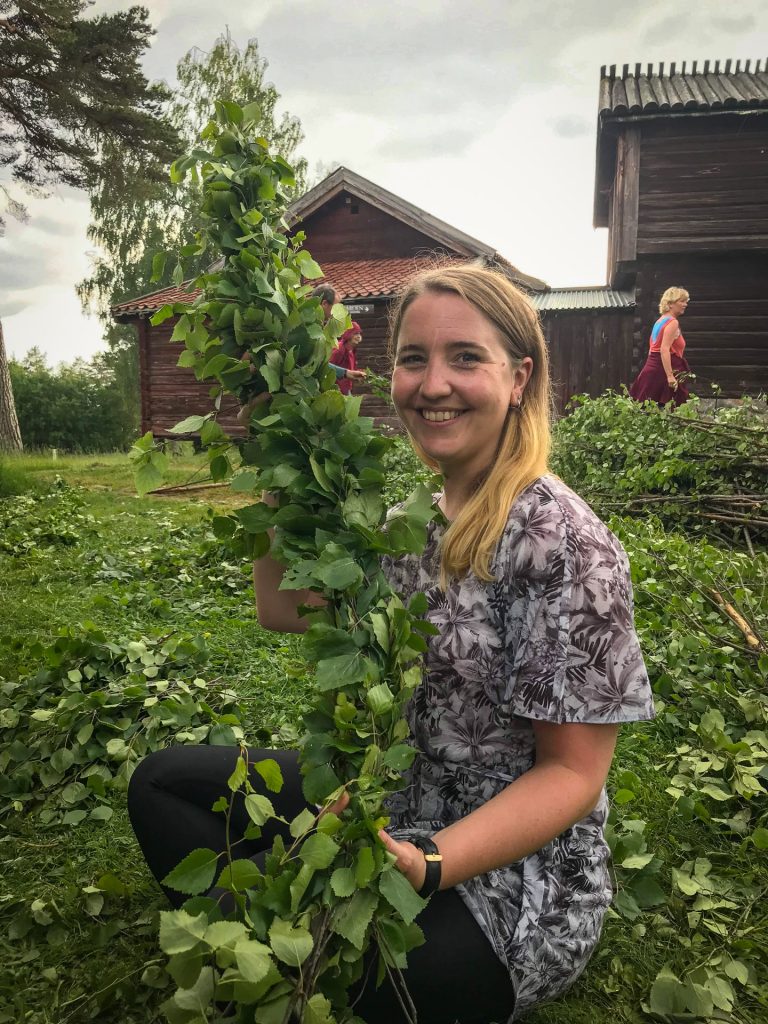 Preparations for celebrating midsommar in Rättvik, Dalarna, Sweden