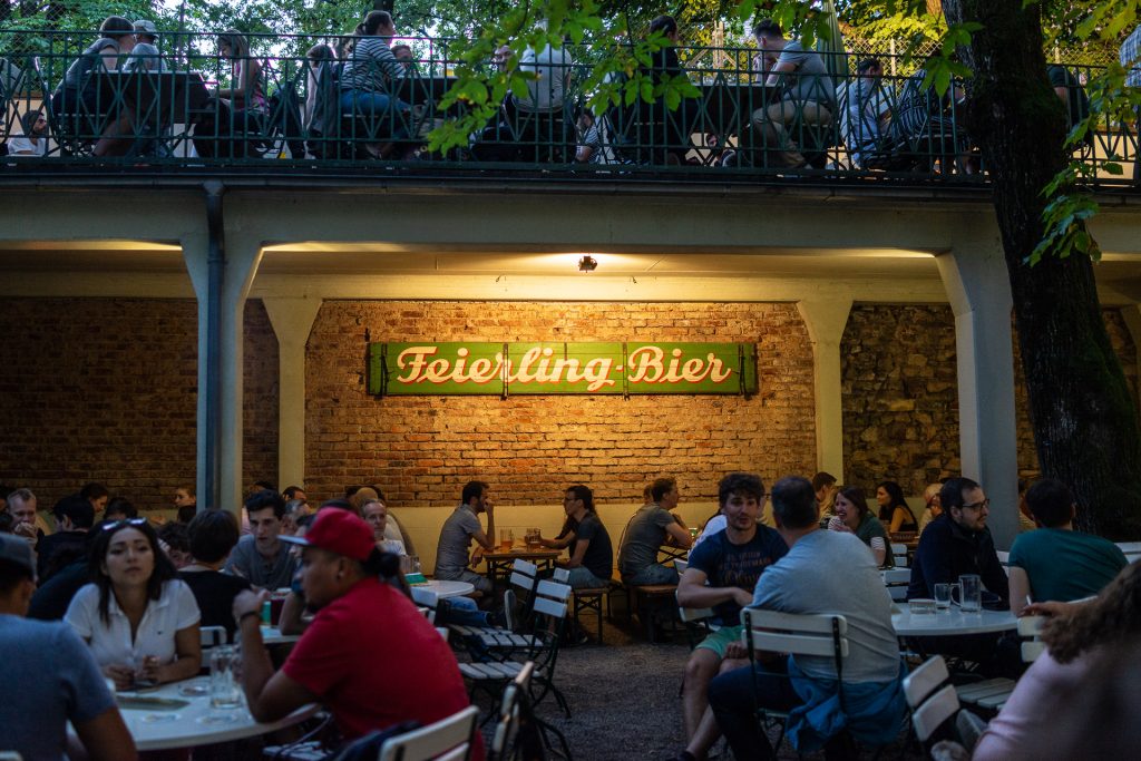 Freiburg im Breisgau, Germany, Feierling Biergarten, beer, wine, summer, people