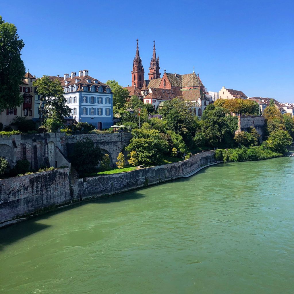 Basel, Switzerland, view, Rhein, Rheine, river, church,