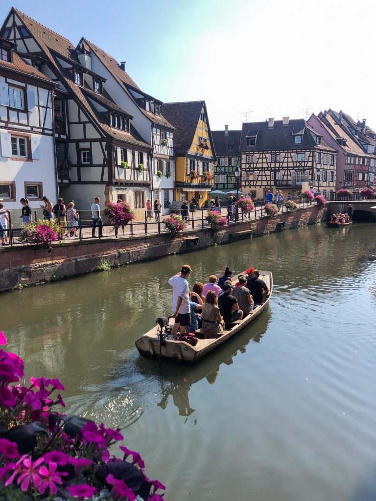 Colmar France Alsace street travel Little Venice canal boat summer