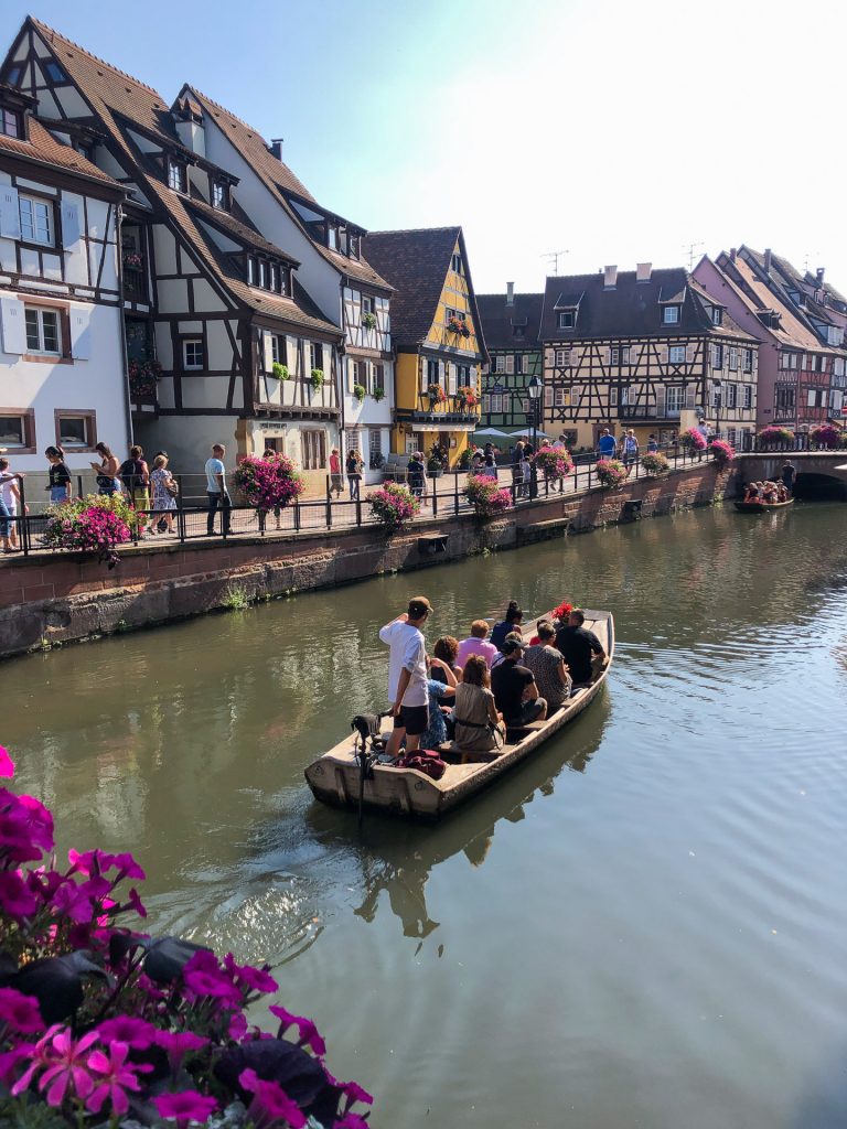 Colmar France Alsace street travel Little  Venice canal boat summer