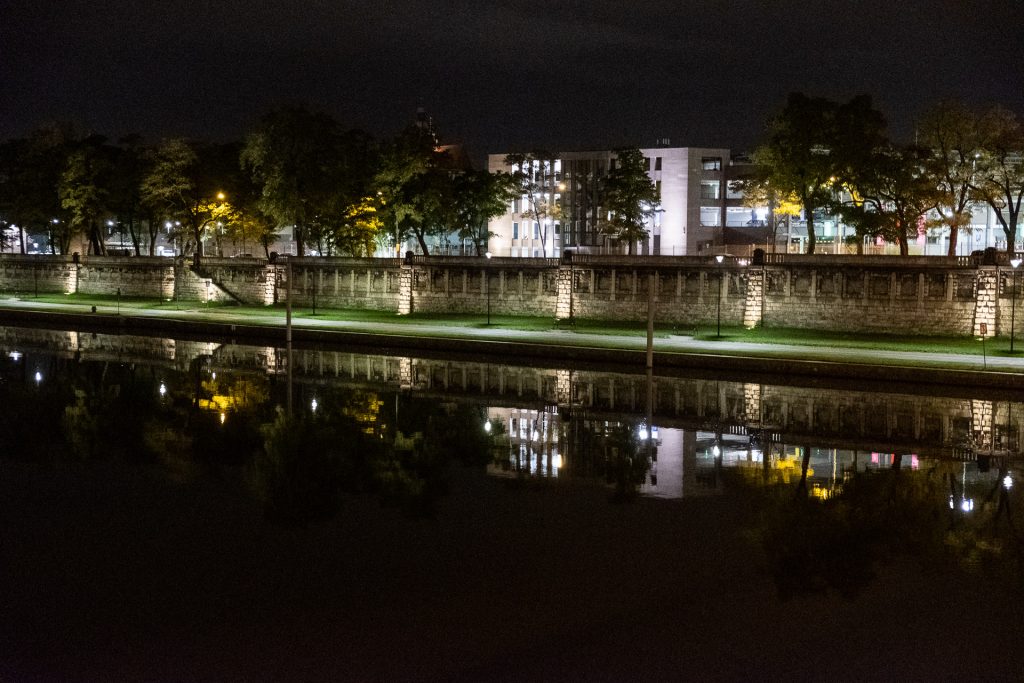 Krakow, Poland, Wisla, river, reflection, night