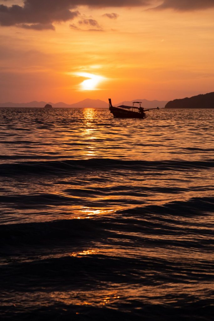 Krabi, Ao Nang, Railay Beach, sunset, longtsisl, boat nature
