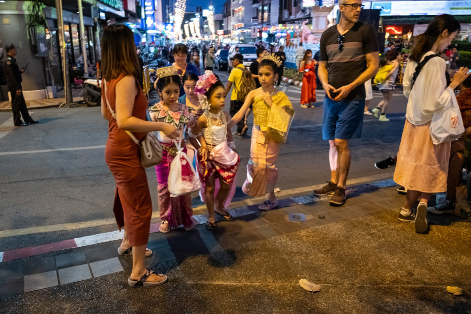 Chiang Mai, Thailand, Loy Krathong, light festival, Yee Peng, parade, girls, children, street