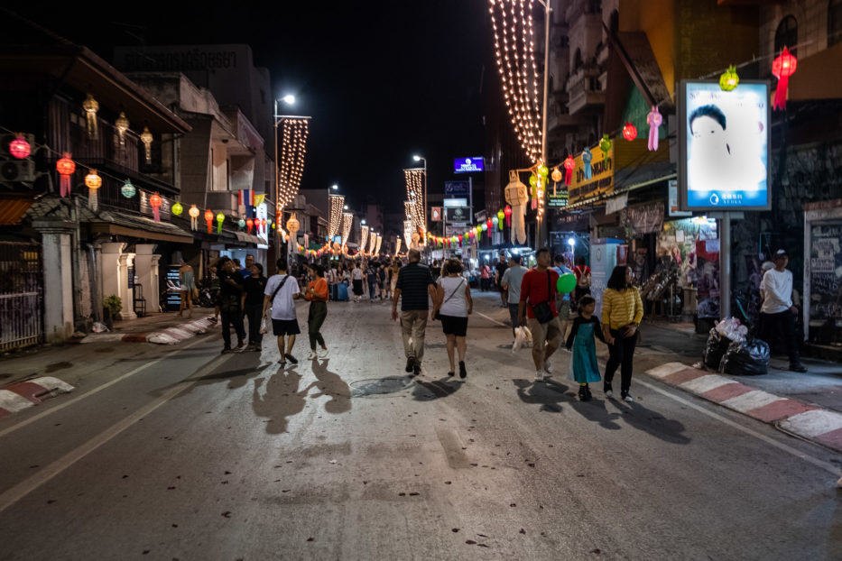 Chiang Mai, Thailand, Loy Krathong, light festival, krathongs, street,