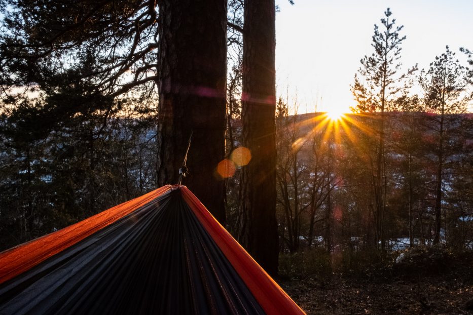 Oslo, Norge, trær, natur, dagsturer, kortreist, lokalt, hengekøye, Ticket to the moon, solnedgang