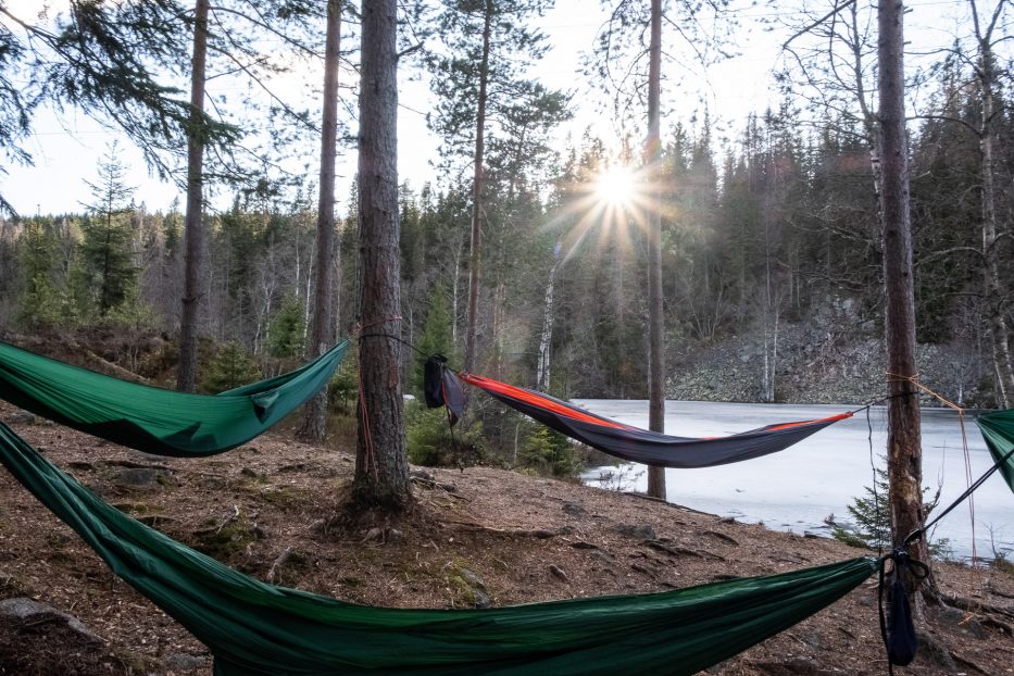 Hiking, camping, nature, outdoors, wilderness, telttur, gåtur, hammock, hengekøye, sol, flare