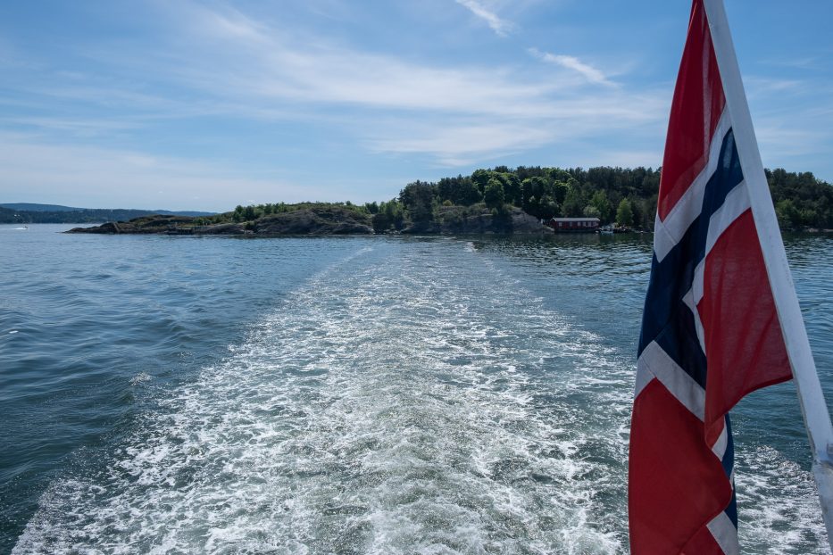 Oslo, Norway, Oslo fjord, island hopping, ferry, summer, flag, sea