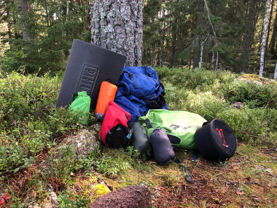 camping, gear, forest, nature