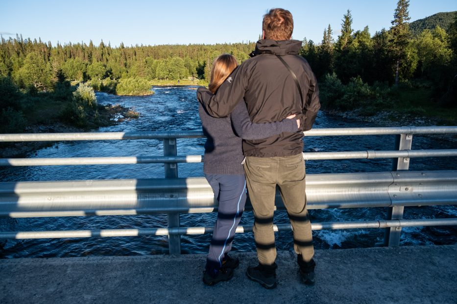 personer, elv, sol, natur, skog