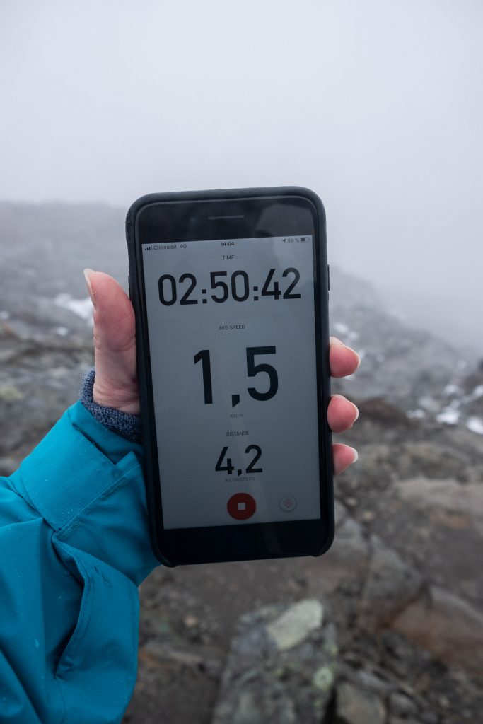 iPhone with strava app showing stats from hike