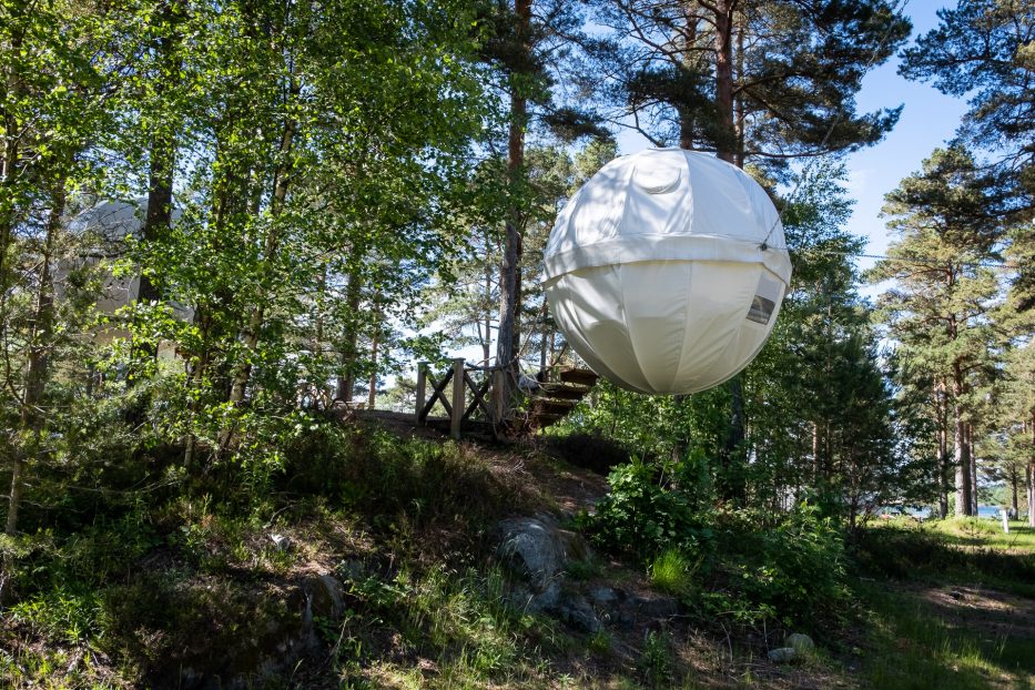 the cocoon a white tent between the trees at canvas hove