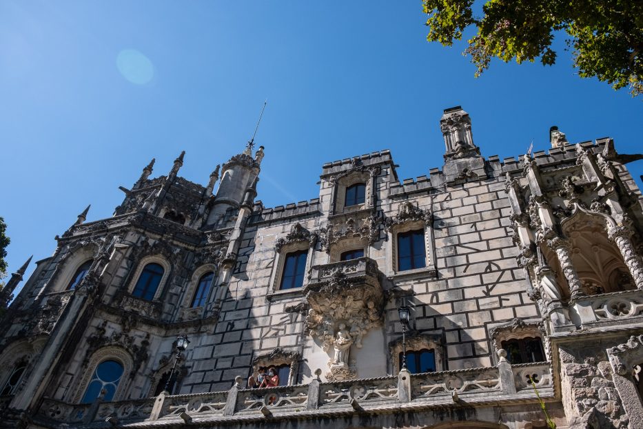 facade of the palace at Quinta da Regaleira in sintra portugal