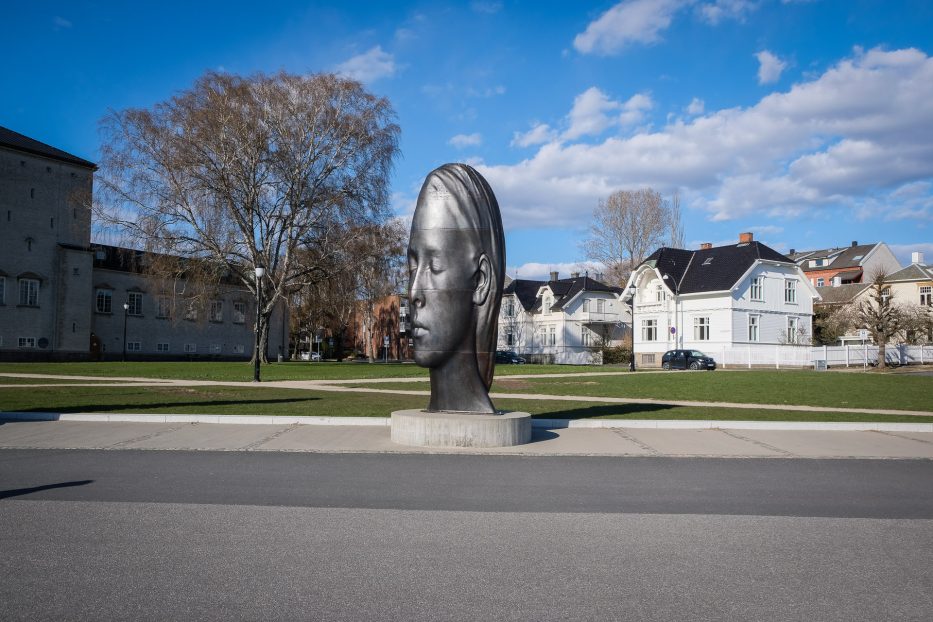artwork of a woman's head in Fredrikstad Norway 