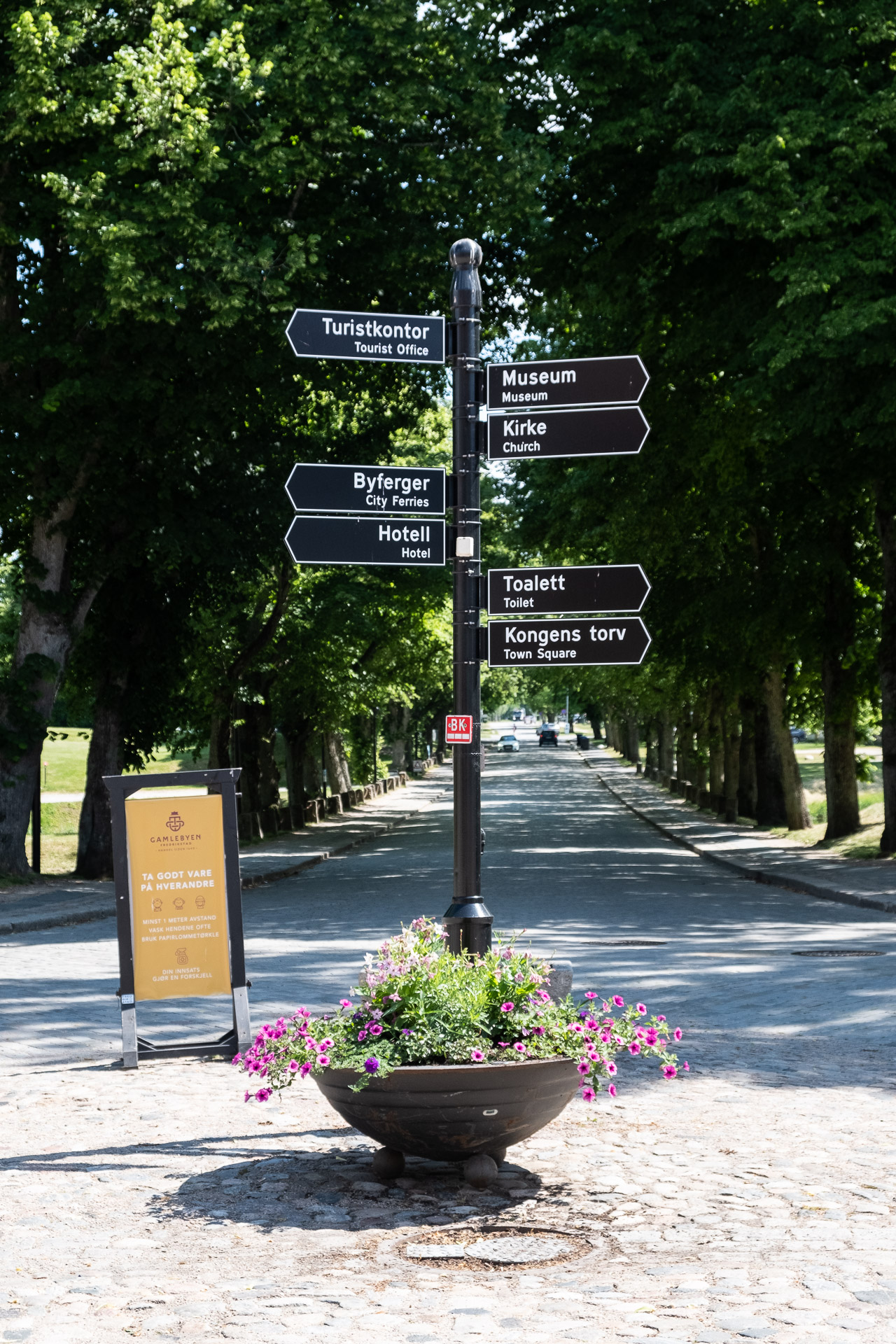 loads of signs in the old city of fredrikstad