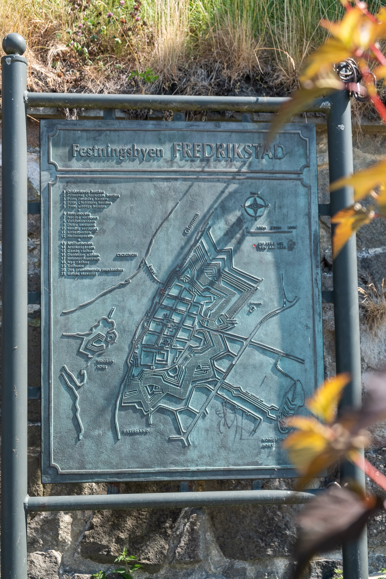 map over festningsbyen fredrikstad