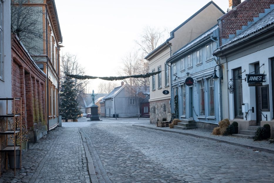 street and square in the old city of fredrikstad