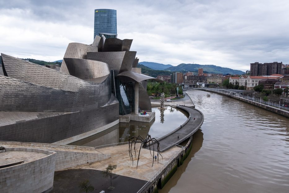 the Guggenheim Museum in Bilbao and a view over the river