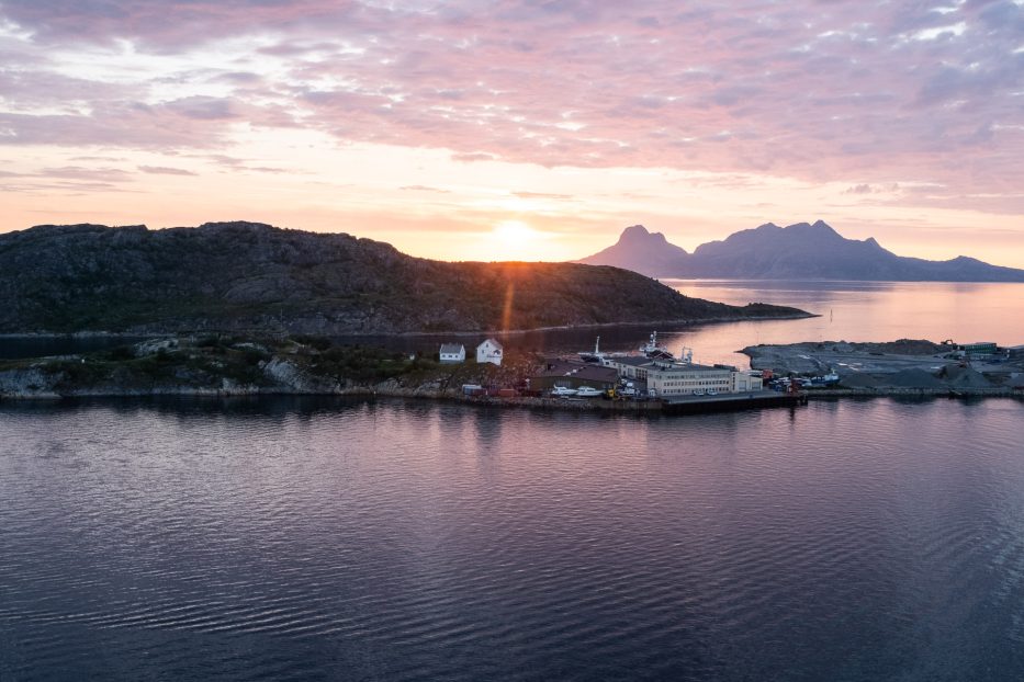 view and sunset from the rooftop bar at Scandic Havet