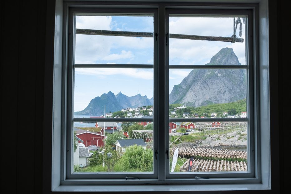 a view from one of the windows at catogården in lofoten