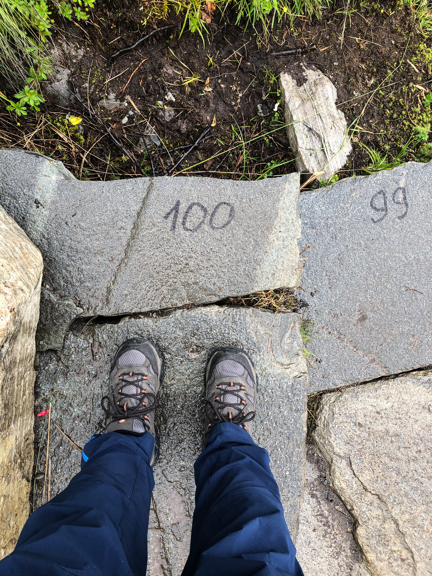 person standing on step no 100 at the sherpa steps at reinebringen