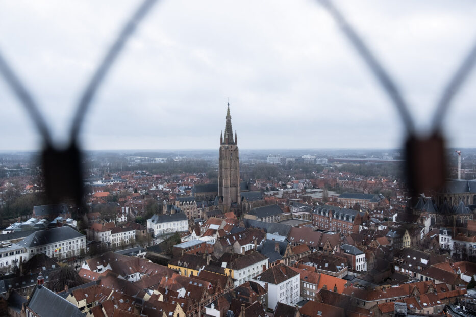 the view over bruges from the top of the belfry tower