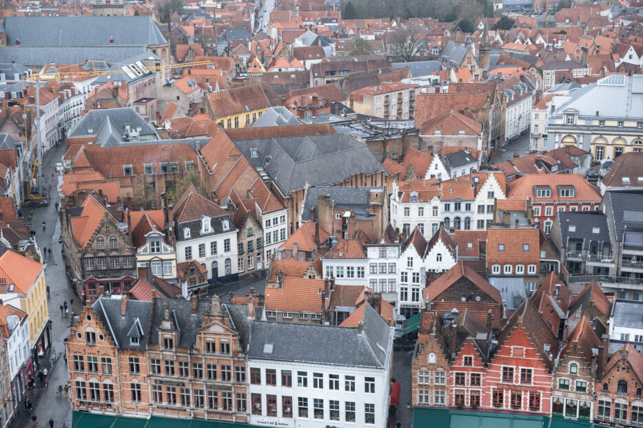 gorgeous houses in bruges seen in bird perspective