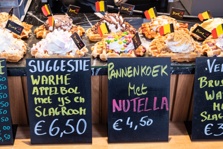 belgiske vafler med forskjellig topping