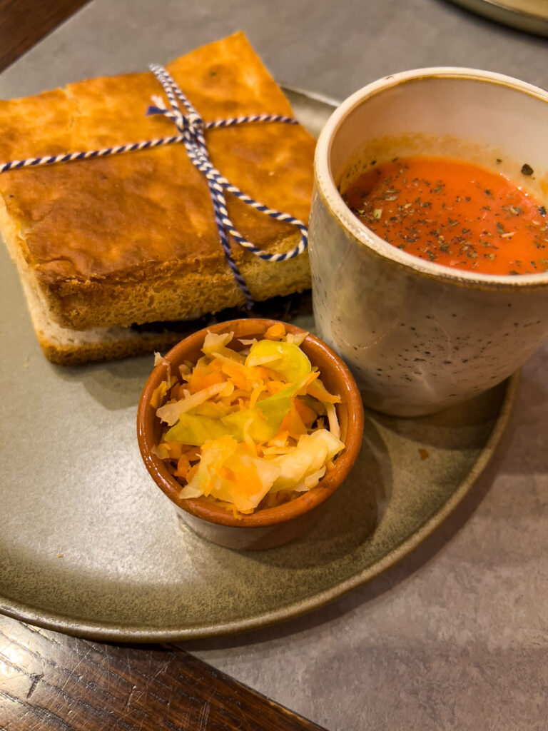 sandwich and soup in bruges