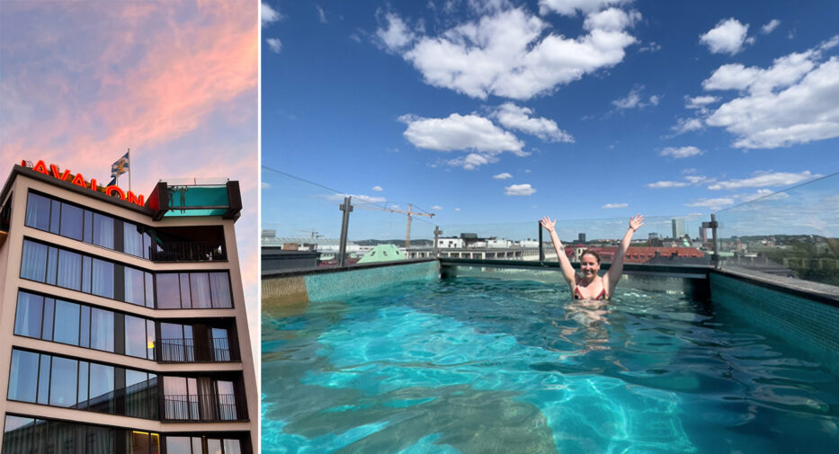 avalon hotel in gothenburg sweden and woman in the swimming pool