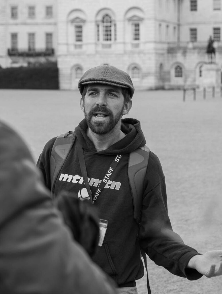 a guide speaking on a tour in london