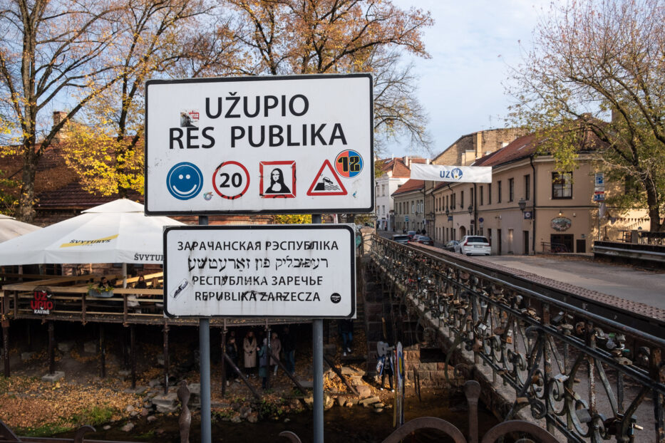 The entrance to the republic of Uzupis in Vilnius Lithuania