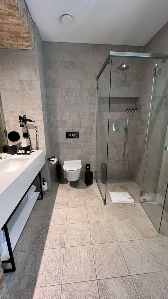 bathroom at hotel artagonist in vilnius