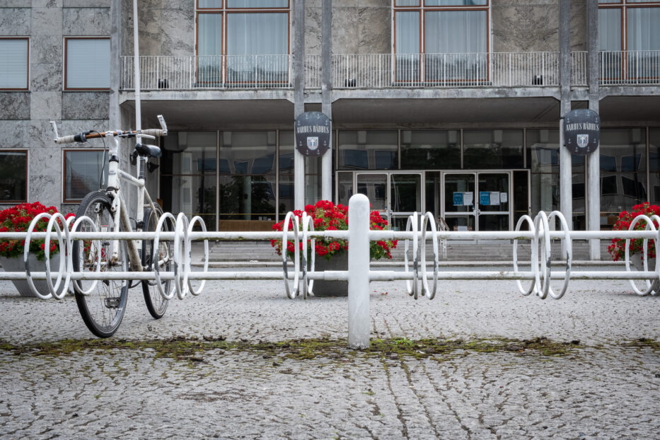 bikes parked outside aarhus townhall