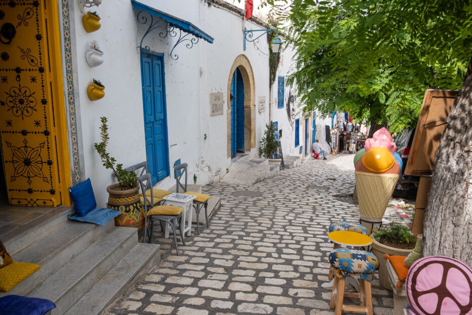 colourful café in sidi bou said