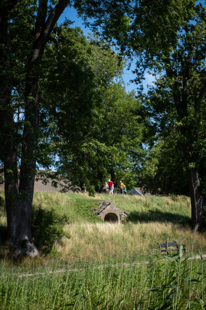 people walking at fredrikstad fortress