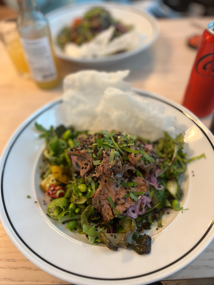 asian style beef salad with rice noodles at kulturbistron in örebro