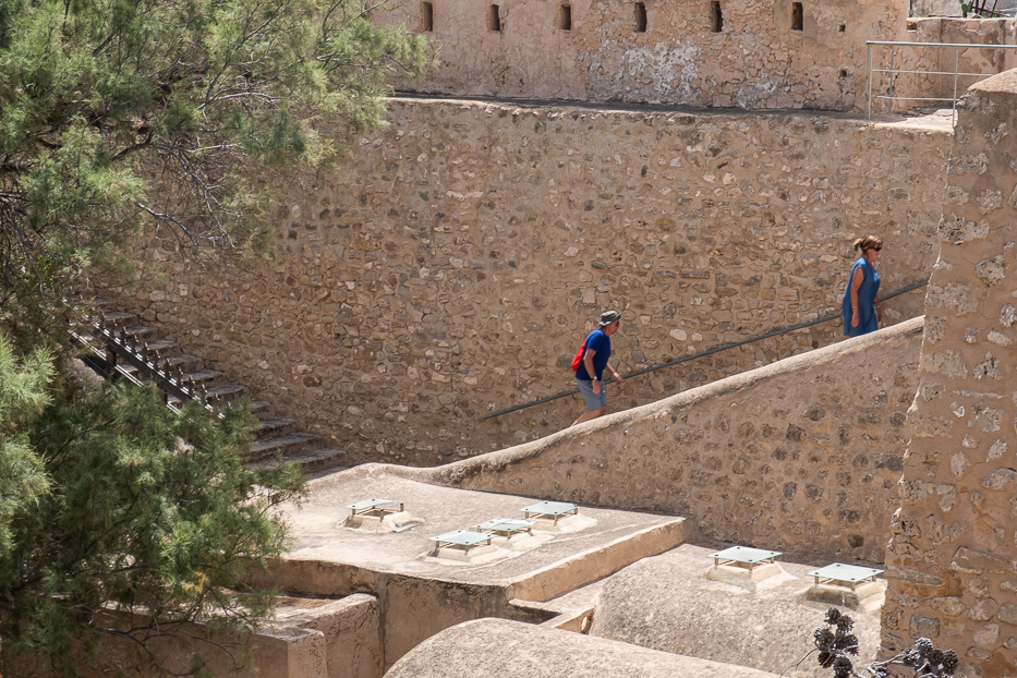 people walking up stairs inside the hammamet fortress