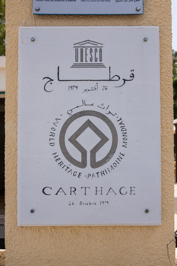 plaque at unesco site carthage